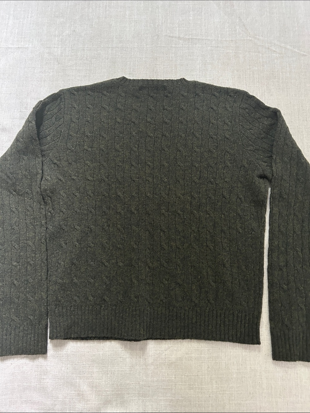 Ralph Lauren Sport Cable Knit Sweater Olive Lambswool Crewneck Preppy Old Money - Picture 11 of 16